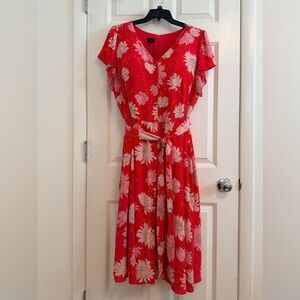 Talbots Red Floral Midi Dress